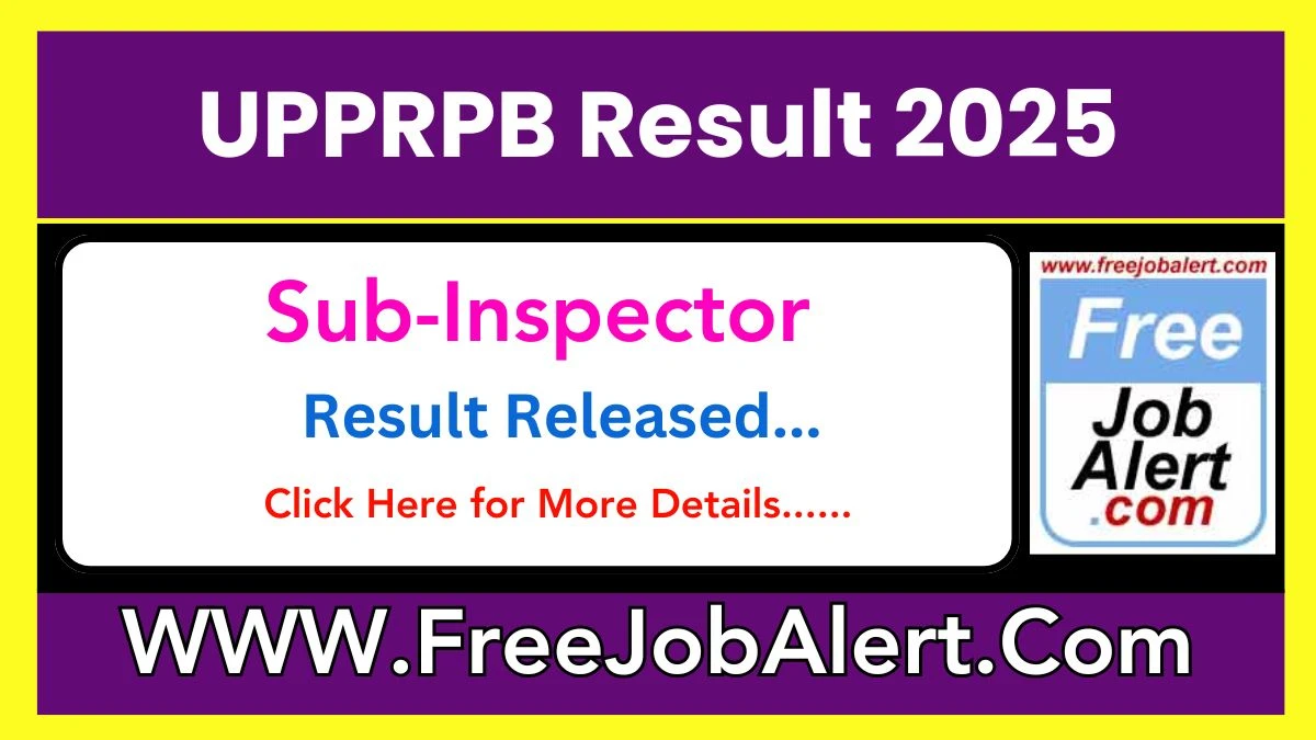 UPPRPB Sub-Inspector Result 2025 Declared uppbpb.gov.in Check UPPRPB Merit List Here