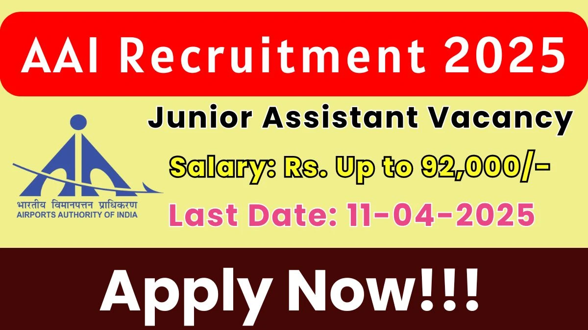 AAI Junior Assistant Recruitment 2025 - Apply Online for 89 Jr Assistant (Fire Service) Posts