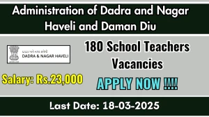 Administration of Dadra and Nagar Haveli and Daman Diu School Teachers Recruitment 2025 - Apply Offline for 180 Posts