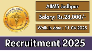 AIIMS Jodhpur Job Vacancy 2025, Walk in for 01 Project Technical Support III Posts