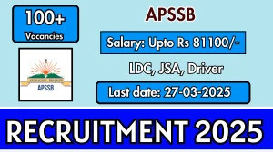 APSSB LDC, JSA, Driver Recruitment 2025 - Apply Online for 129 Posts