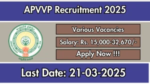 APVVP Various Post Recruitment 2025 - Apply Offline for 30 Posts APVVP Various Post Recruitment 2025 - Apply Offline for 30 Posts