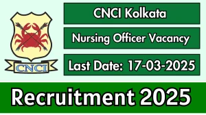 CNCI Kolkata Nursing Officer Recruitment 2025 - Apply Online