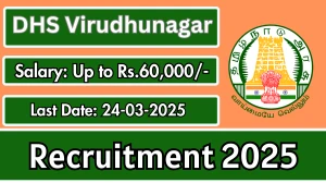 DHS Virudhunagar Various Posts Recruitment 2025 - Apply Offline