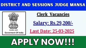 District and Sessions Judge Mansa Clerk Recruitment 2025 - Apply Offline for 13 Posts