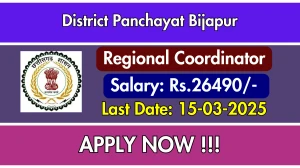 District Panchayat Bijapur Regional Coordinator Recruitment 2025 - Apply Offline