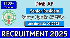 DME AP Senior Resident Recruitment 2025 - Apply Online for 1183 Posts
