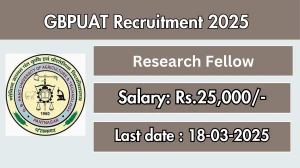 GBPUAT Research Fellow Recruitment 2025 - Apply Offline