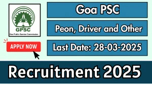 Goa PSC Various Posts Recruitment 2025 - Apply Online