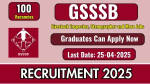 GSSSB Livestock Inspector, Stenographer and More Recruitment 2025 - Apply Online for 100 Posts