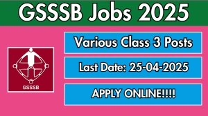 GSSSB Various Class 3 Posts Recruitment 2025 - Apply Online