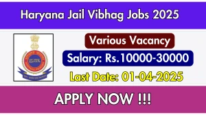 Haryana Jail Vibhag Various Posts Recruitment 2025 - Apply Offline for 26 Posts Haryana Jail Vibhag Various Posts Recruitment 2025 - Apply Offline for 26 Posts