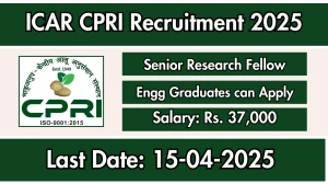 ICAR CPRI Senior Research Fellow Recruitment 2025 – Walk in