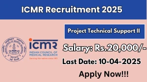 ICMR Job Vacancy 2025, Apply Online for 01 Project Technical Support II Posts ICMR Job Vacancy 2025, Apply Online for 01 Project Technical Support II Posts