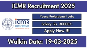 ICMR Young Professional I Recruitment 2025 – Walk in ICMR Young Professional I Recruitment 2025 – Walk in