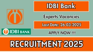 IDBI Bank Experts Recruitment 2025 - Apply Offline