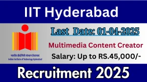 IIT Hyderabad Multimedia Content Creator Recruitment 2025 - Apply Online