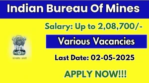 Indian Bureau Of Mines Deputy Director Recruitment 2025 - Apply Offline for 1 Posts
