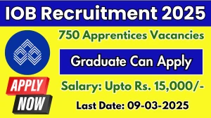 Indian Overseas Bank (IOB) Apprentices 2025 Exam Date Announced for 750 Posts