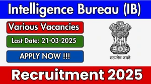 Intelligence Bureau (IB) Deputy Central Intelligence Officer or Technical Recruitment 2025 - Apply Offline for 5 Posts