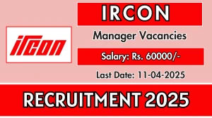 IRCON Manager Recruitment 2025 - Apply Offline