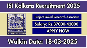 ISI Kolkata Project Linked Research Associate Recruitment 2025 – Walk in