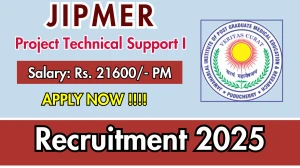 JIPMER Project Technical Support I Recruitment 2025 - Apply Offline