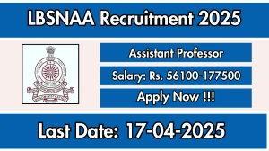 LBSNAA Assistant Professor Recruitment 2025 - Apply Offline