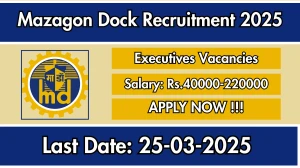 Mazagon Dock (MDL) Executives Recruitment 2025 - Apply Online for 11 Posts