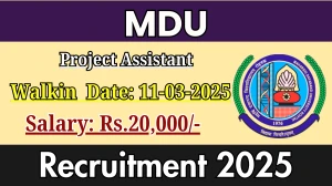 MDU Project Assistant Recruitment 2025 – Walk in