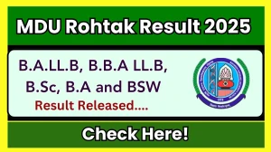 MDU Rohtak Result 2025 Released at mdu.ac.in Direct Link to Download 1st, 3rd, 5th and 6th Semester Result