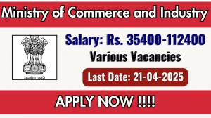 Ministry of Commerce and Industry Various Posts Recruitment 2025 - Apply Offline
