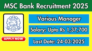 MSC Bank Various Manager Recruitment 2025 - Apply Offline