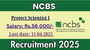NCBS Job Vacancy 2025, Apply Online for 01 Project Scientist I Posts NCBS Job Vacancy 2025, Apply Online for 01 Project Scientist I Posts