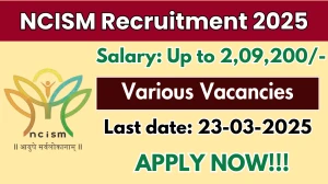 NCISM Various Posts Recruitment 2025 - Apply Offline for 14 Posts