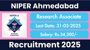 NIPER Ahmedabad Research Associate Recruitment 2025 - Apply Offline NIPER Ahmedabad Research Associate Recruitment 2025 - Apply Offline