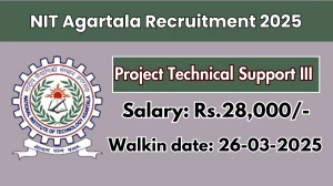 NIT Agartala Project Technical Support III Recruitment 2025 – Walk in