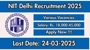 NIT Delhi Various Posts Recruitment 2025 – Walk in