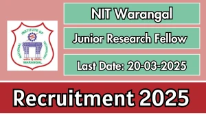 NIT Warangal Junior Research Fellow Recruitment 2025 - Apply Offline NIT Warangal Junior Research Fellow Recruitment 2025 - Apply Offline