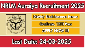 NRLM Auraiya District/ Block Resource Person Recruitment 2025 - Apply Offline for 25 Posts