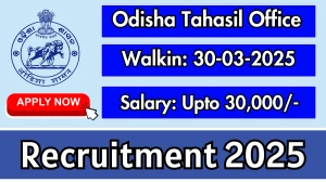 Odisha Tahasil Office Various Posts Recruitment 2025 – Walk in for 10 Supervisor, Peon  and Other Posts
