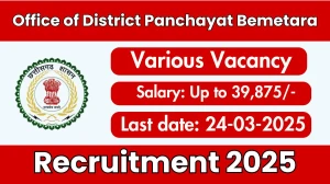 Office of District Panchayat Bemetara Block Coordinator, Manager Recruitment 2025 - Apply Offline for 3 Posts