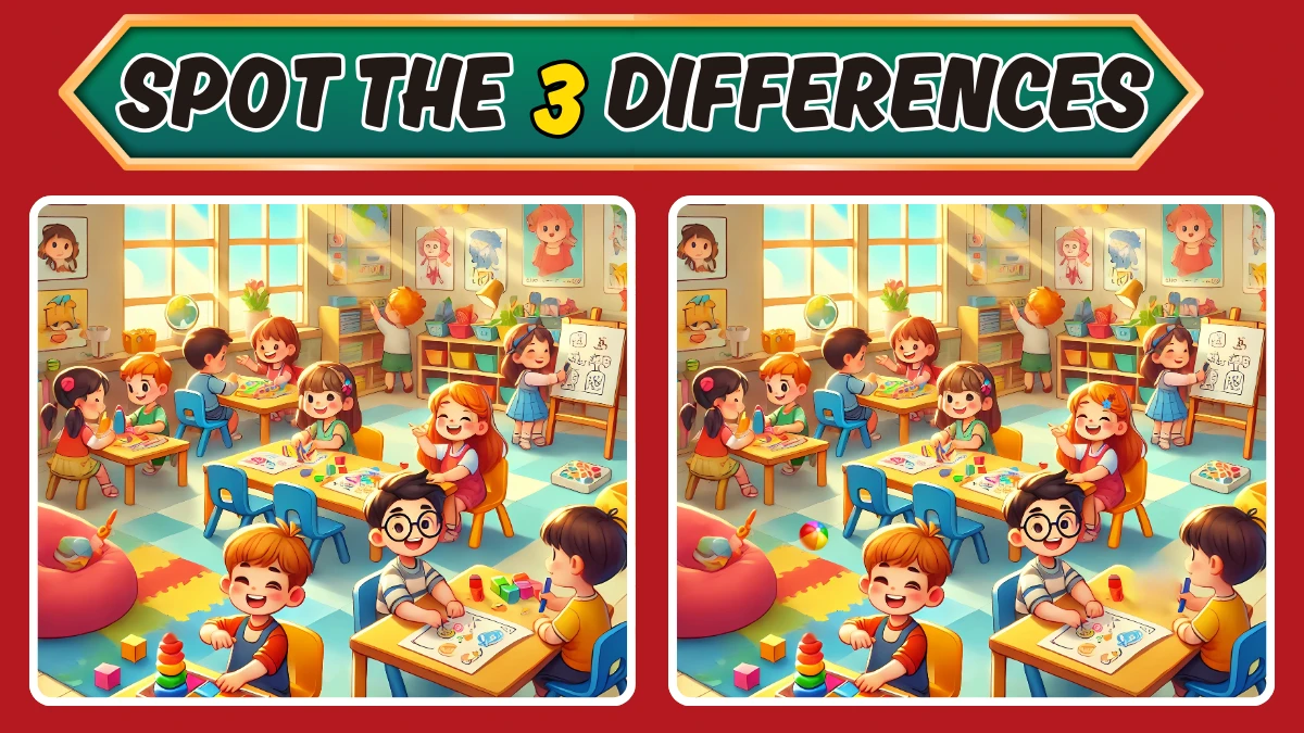 Optical Illusion 15 Seconds Challenge: Only Extra Sharp Eyes Can spot the 3 Differences in this Classroom Image