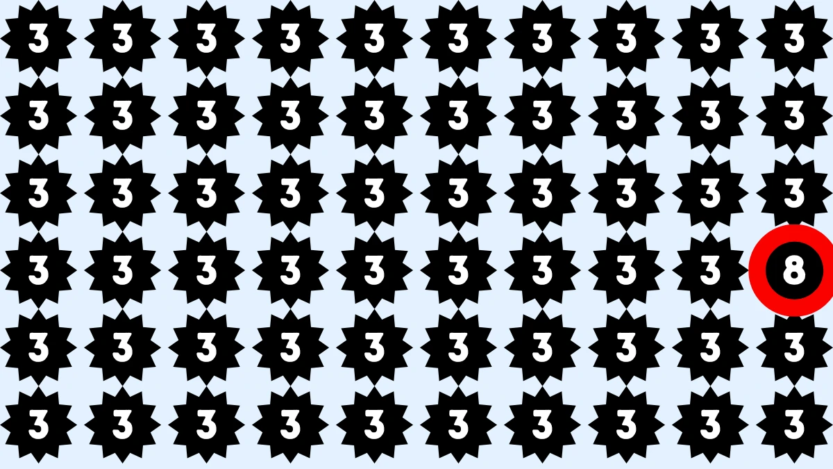 Optical Illusion Eye test: Find the number 8 among 3s within 9 Seconds