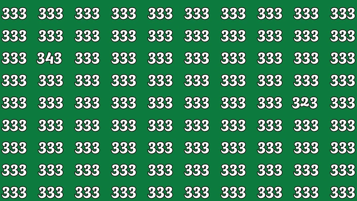 Optical Illusion: Within 5 Seconds Spot The Number 323 and 343 among 333