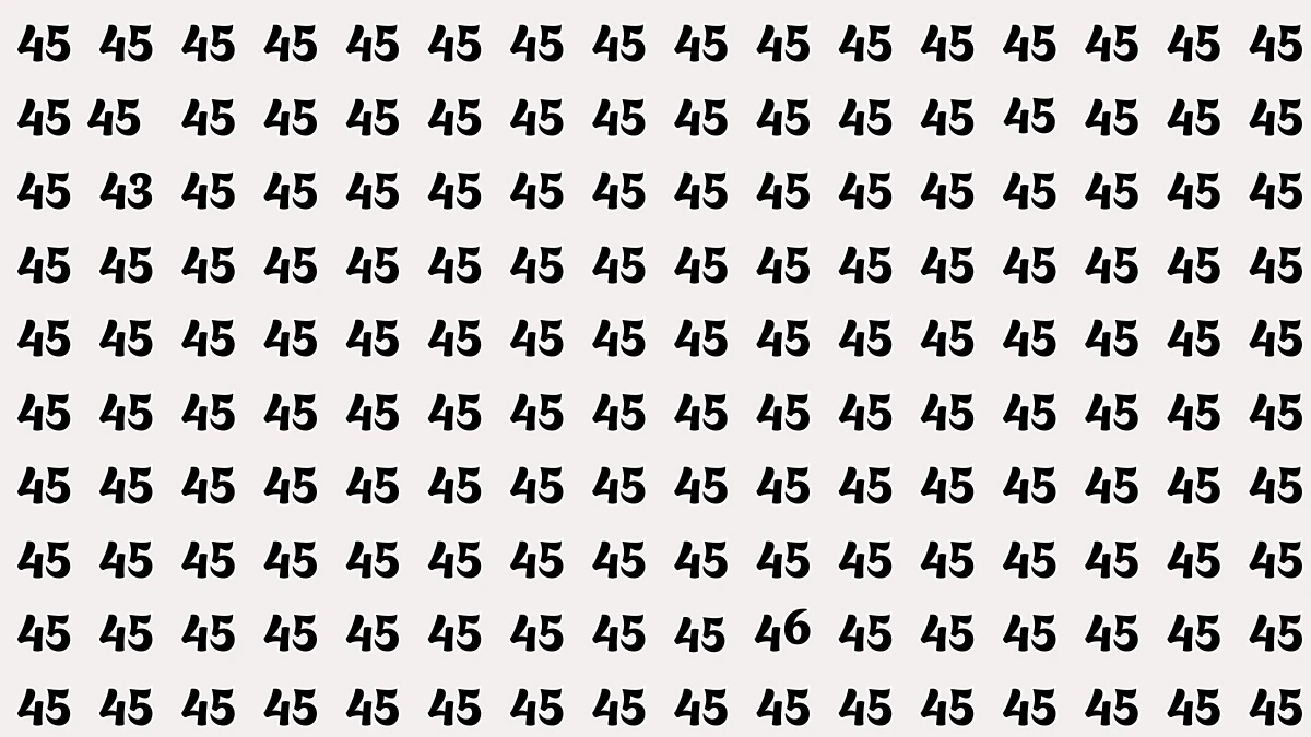 Optical Illusion: Within 5 Seconds Spot The Number 43 and 46 among 45