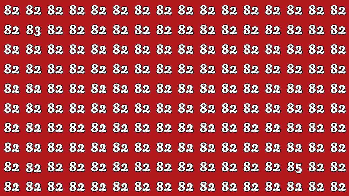 Optical Illusion: Within 8 Seconds Spot The Number 83 and 85 among 82