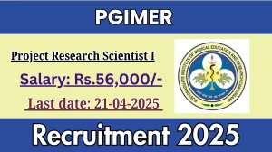 PGIMER Job Vacancy 2025, Apply Offline for 01 Project Research Scientist I Posts PGIMER Job Vacancy 2025, Apply Offline for 01 Project Research Scientist I Posts