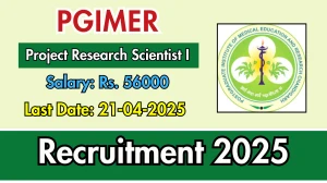 PGIMER Project Research Scientist I Recruitment 2025 - Apply Offline PGIMER Project Research Scientist I Recruitment 2025 - Apply Offline