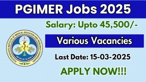 PGIMER Various Post Recruitment 2025 - Apply Online